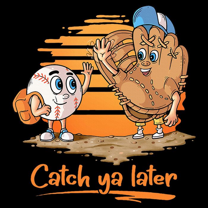 Catch Ya Later Cartoon Baseball Glove And Baseball Ball Drawstring Bag