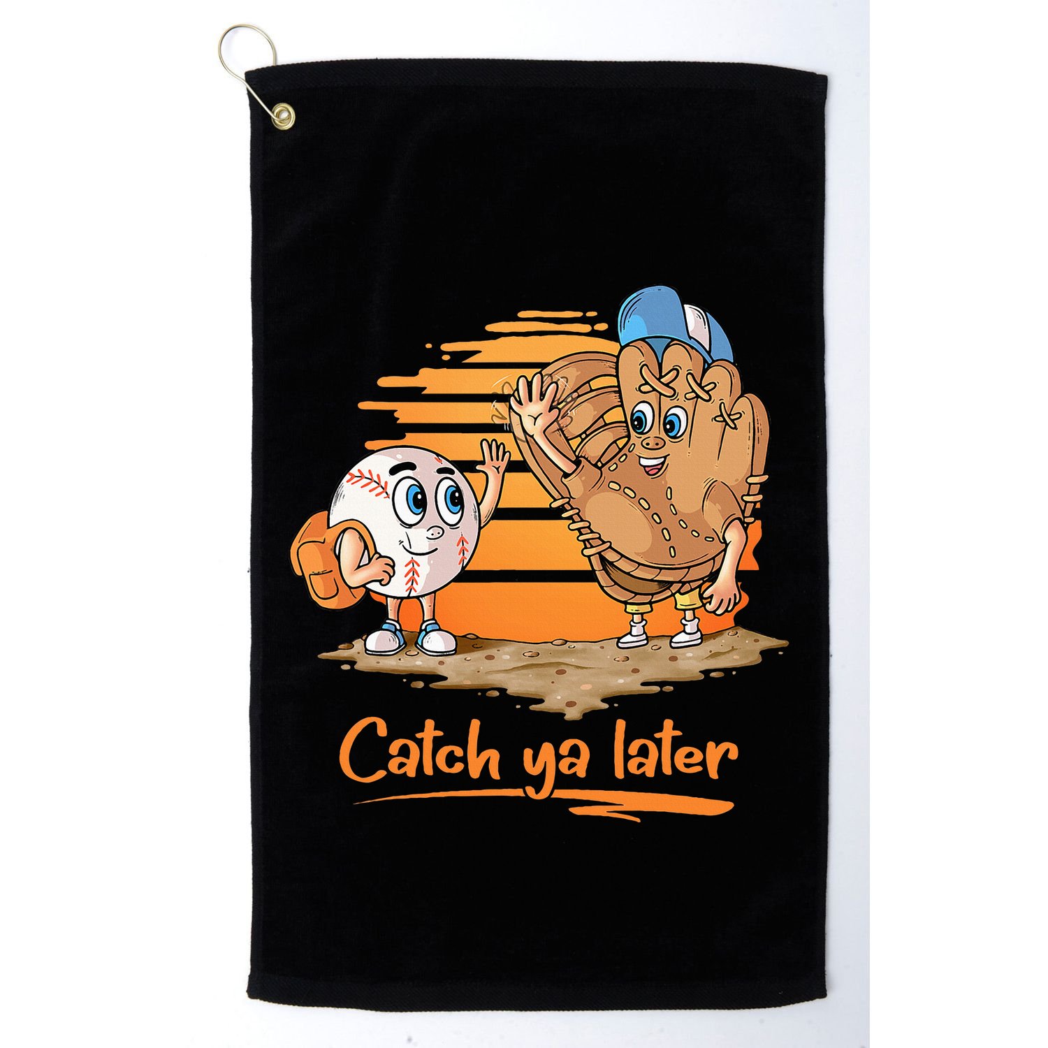 Catch Ya Later Cartoon Baseball Glove And Baseball Ball Golf Towel