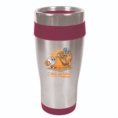 Catch Ya Later Cartoon Baseball Glove And Baseball Ball 16oz Travel Tumbler
