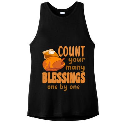 Count Your Many Blessings One By One Thanksgiving Ladies PosiCharge Tri-Blend Wicking Tank