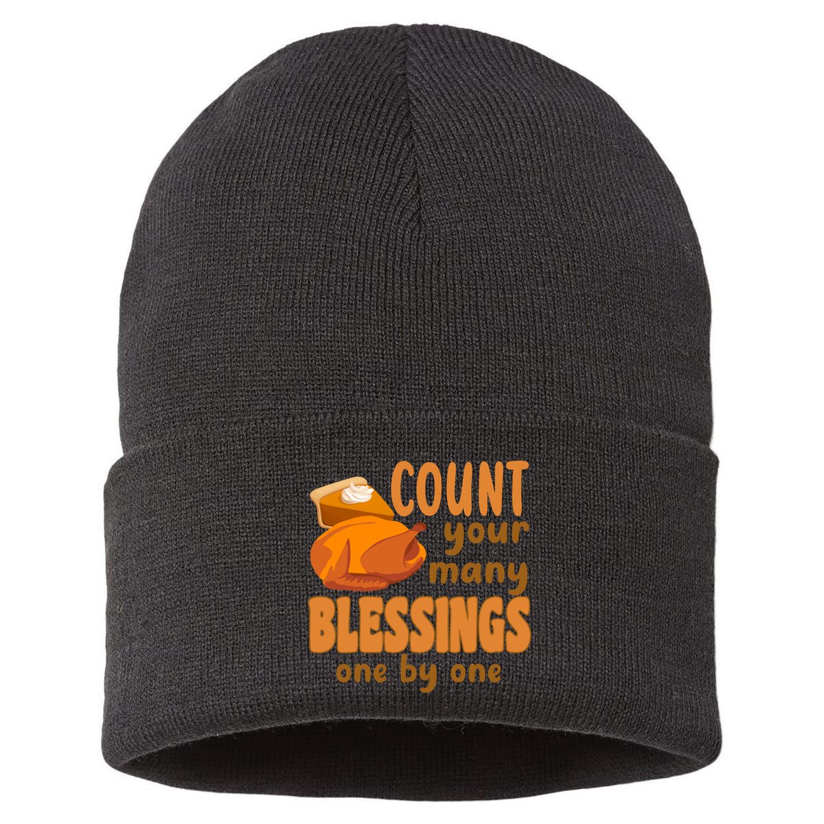 Count Your Many Blessings One By One Thanksgiving Sustainable Knit Beanie
