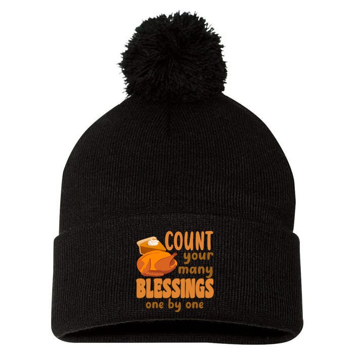 Count Your Many Blessings One By One Thanksgiving Pom Pom 12in Knit Beanie