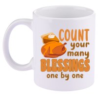 Count Your Many Blessings One By One Thanksgiving 11oz C Handle Ceramic Mug