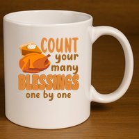 Count Your Many Blessings One By One Thanksgiving 11oz C Handle Ceramic Mug