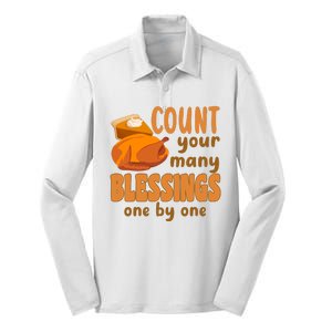 Count Your Many Blessings One By One Thanksgiving Silk Touch Performance Long Sleeve Polo