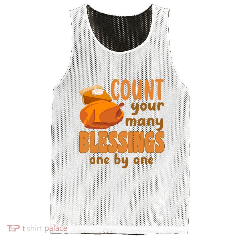 Count Your Many Blessings One By One Thanksgiving Mesh Reversible Basketball Jersey Tank