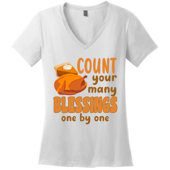 Count Your Many Blessings One By One Thanksgiving Women's V-Neck T-Shirt