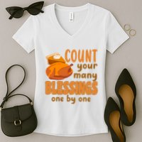 Count Your Many Blessings One By One Thanksgiving Women's V-Neck T-Shirt