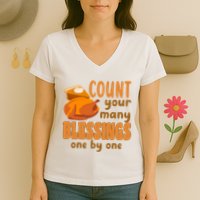 Count Your Many Blessings One By One Thanksgiving Women's V-Neck T-Shirt
