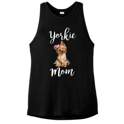 Cute Yorkie Mom Dog Apparel Gift Ladies PosiCharge Tri-Blend Wicking Tank