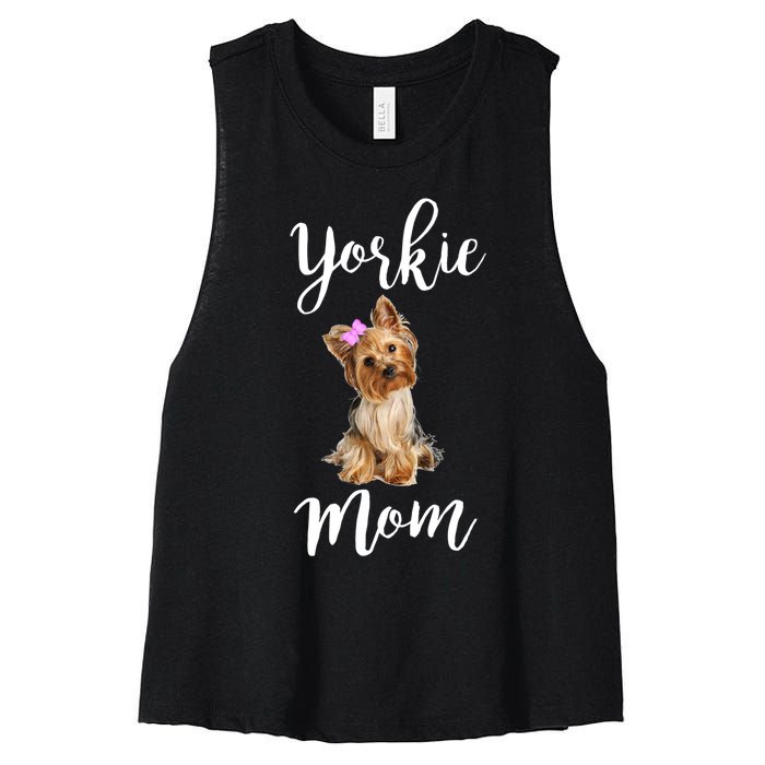 Cute Yorkie Mom Dog Apparel Gift Women's Racerback Cropped Tank