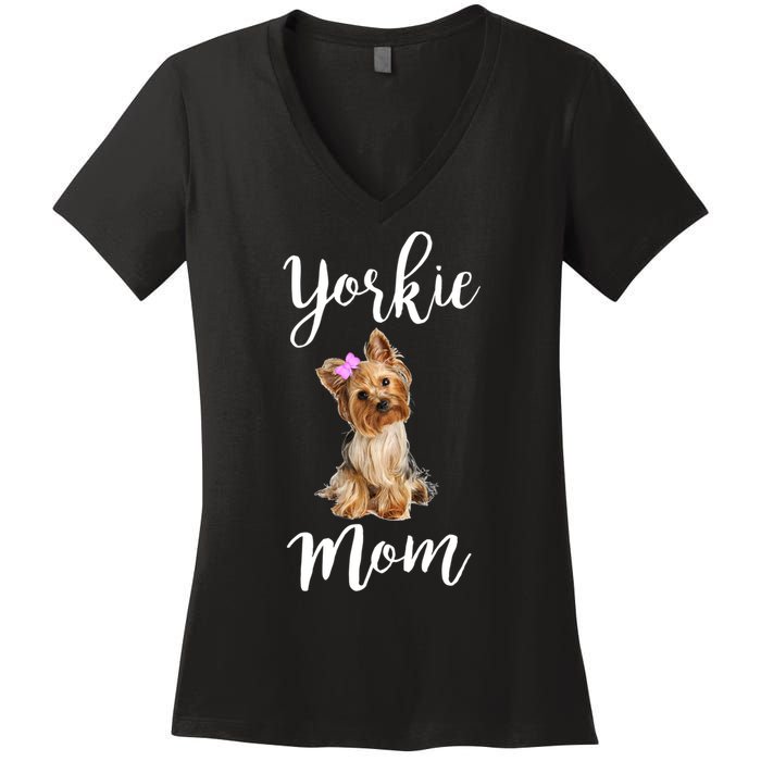 Cute Yorkie Mom Dog Apparel Gift Women's V-Neck T-Shirt