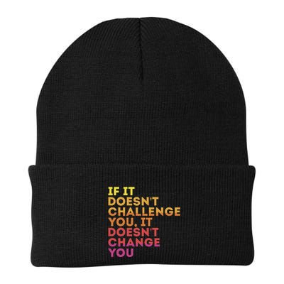Challenge Yourself Motivational Quote Exercise Self Improve Knit Cap Winter Beanie