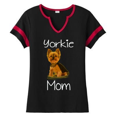 Cute Yorkie Mom Dog Gift Ladies Halftime Notch Neck Tee