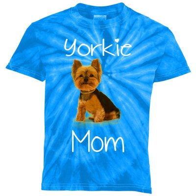 Cute Yorkie Mom Dog Gift Kids Tie-Dye T-Shirt