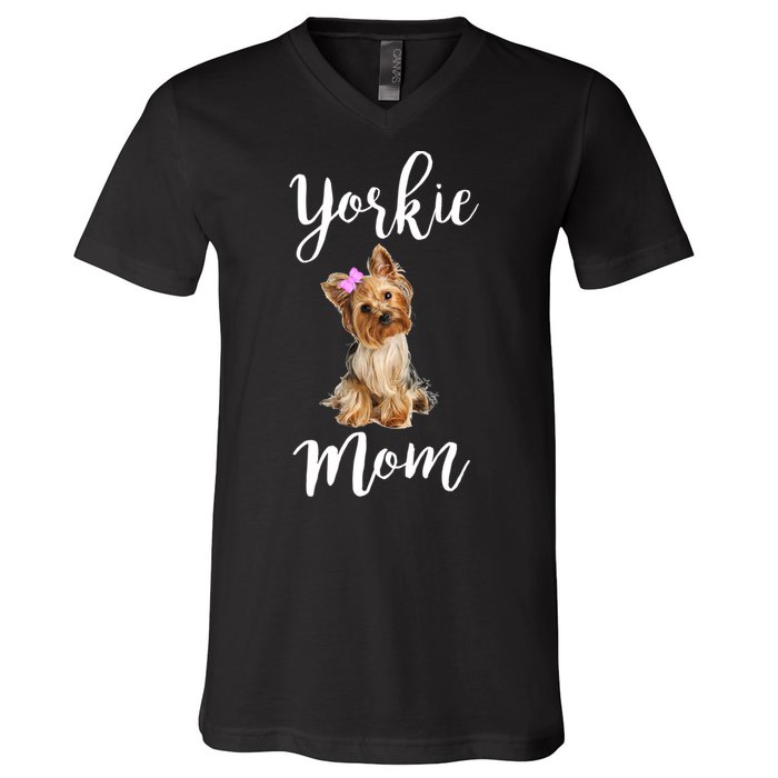 Cute Yorkie Mom Dog Apparel Gift V-Neck T-Shirt