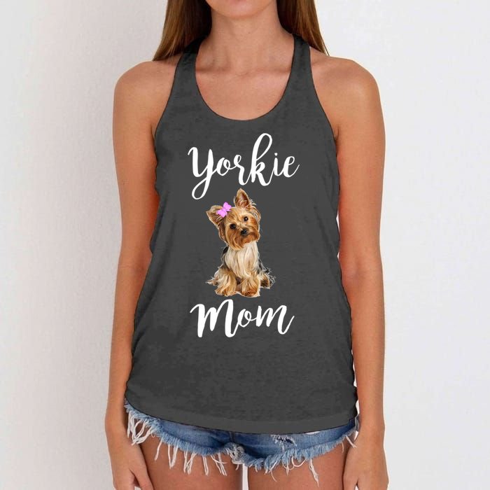 Cute Yorkie Mom Dog Apparel Gift Women's Knotted Racerback Tank