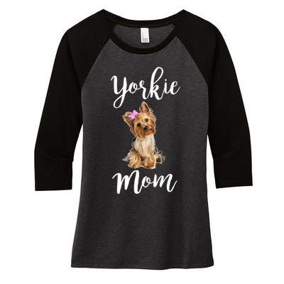 Cute Yorkie Mom Dog Apparel Gift Women's Tri-Blend 3/4-Sleeve Raglan Shirt