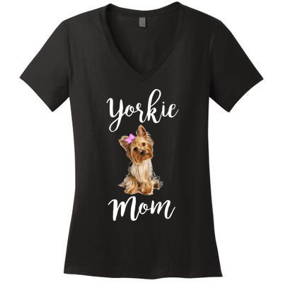 Cute Yorkie Mom Dog Apparel Gift Women's V-Neck T-Shirt