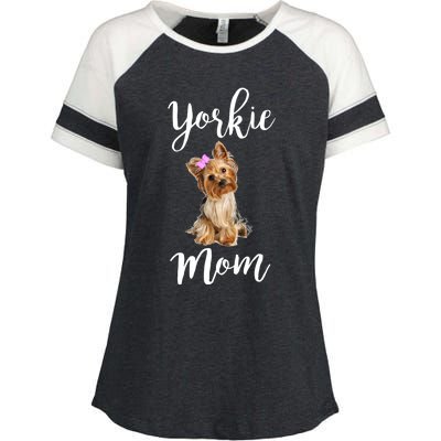 Cute Yorkie Mom Dog Apparel Gift Enza Ladies Jersey Colorblock Tee