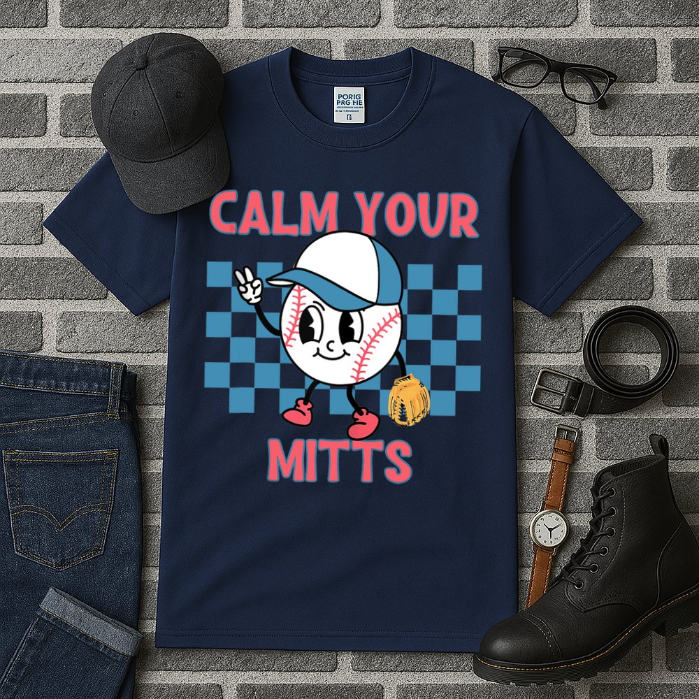 Calm Your Mitts Baseball Player Baseball Game Sports Lover Tall T-Shirt