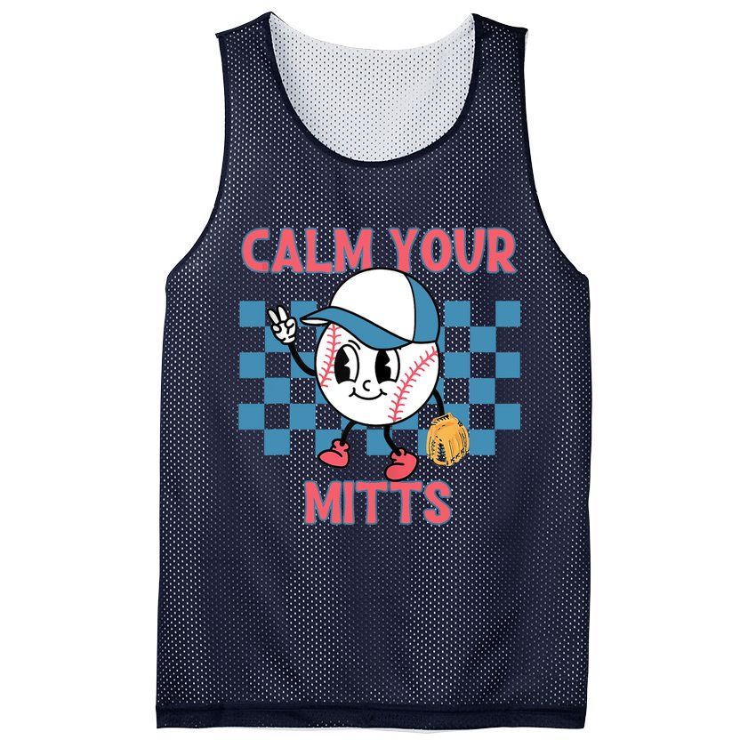 Calm Your Mitts Baseball Player Baseball Game Sports Lover Mesh Reversible Basketball Jersey Tank