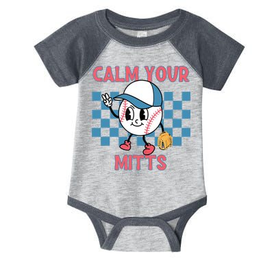 Calm Your Mitts Baseball Player Baseball Game Sports Lover Infant Baby Jersey Bodysuit
