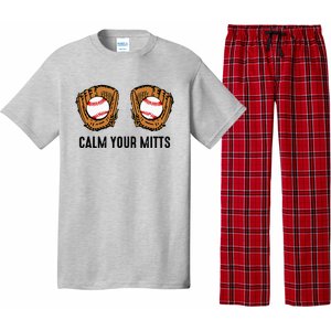 Calm Your Mitts Funny Baseball Player Game Day Sports Lover Pajama Set