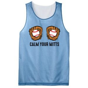 Calm Your Mitts Funny Baseball Player Game Day Sports Lover Mesh Reversible Basketball Jersey Tank