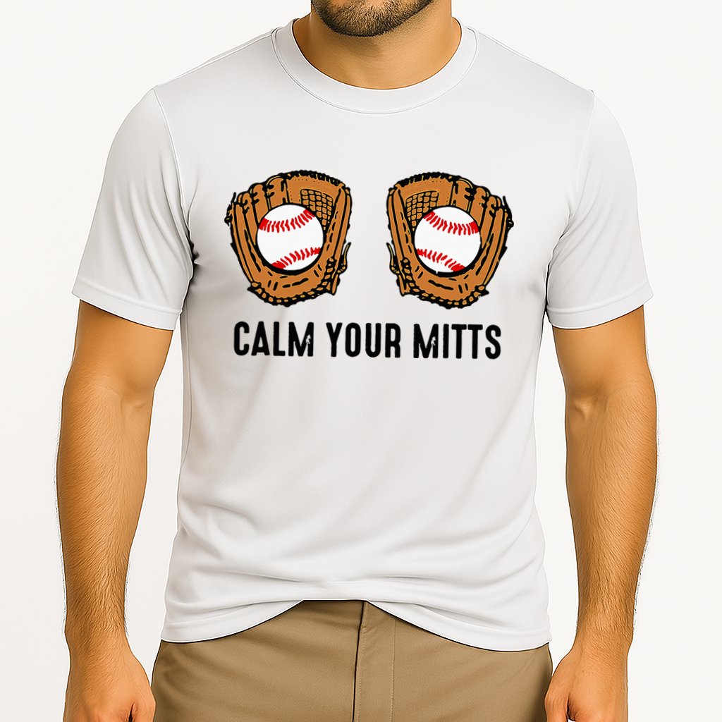 Calm Your Mitts Funny Baseball Player Game Day Sports Lover Cooling Performance Crew T-Shirt