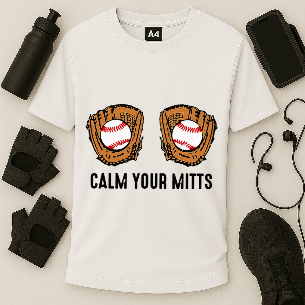 Calm Your Mitts Funny Baseball Player Game Day Sports Lover Cooling Performance Crew T-Shirt