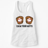 Calm Your Mitts Funny Baseball Player Game Day Sports Lover Womens Tank Top