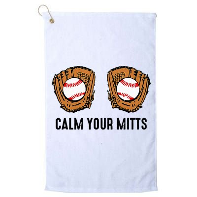 Calm Your Mitts Funny Baseball Player Game Day Sports Lover Golf Towel
