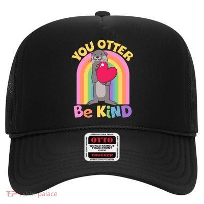 Cute You Otter Be Kind High Crown Mesh Back Trucker Hat