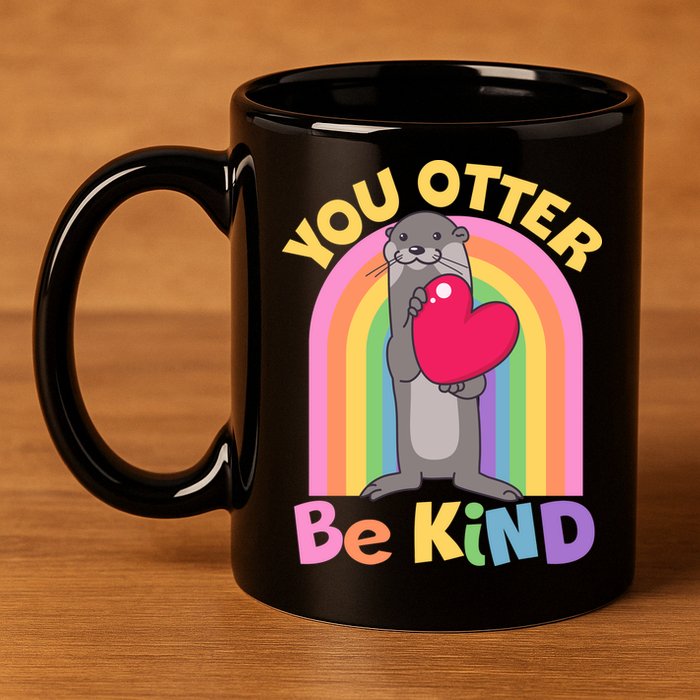 Cute You Otter Be Kind 11oz C Handle Ceramic Mug