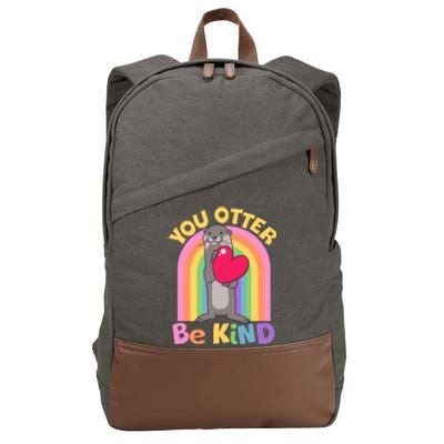 Cute You Otter Be Kind Cotton Canvas Backpack