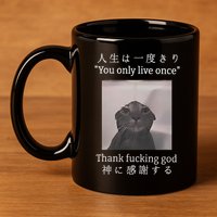 Cat You Only Live Once Thank Fucking God Japanese 11oz C Handle Ceramic Mug