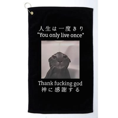 Cat You Only Live Once Thank Fucking God Japanese Golf Towel