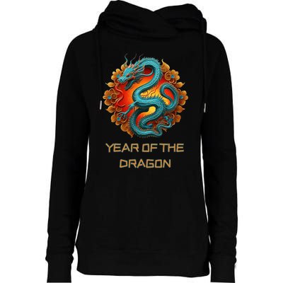 Chinese Year Of The Dragon 2024 Lunar New Year Womens Funnel Neck Pullover Hood