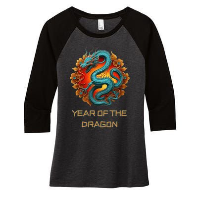 Chinese Year Of The Dragon 2024 Lunar New Year Women's Tri-Blend 3/4-Sleeve Raglan Shirt