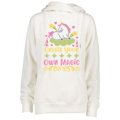 CREATE YOUR OWN MAGIC Womens Funnel Neck Pullover Hood
