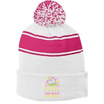 CREATE YOUR OWN MAGIC Stripe Pom Pom Beanie