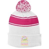 CREATE YOUR OWN MAGIC Stripe Pom Pom Beanie