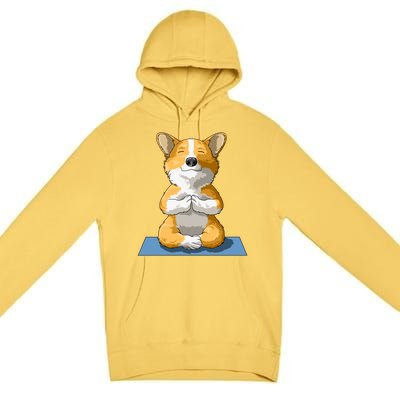 Corgi Yoga Pose Dog Pembroke Welsh Corgi Lovers Owners Gift Funny Gift Premium Pullover Hoodie