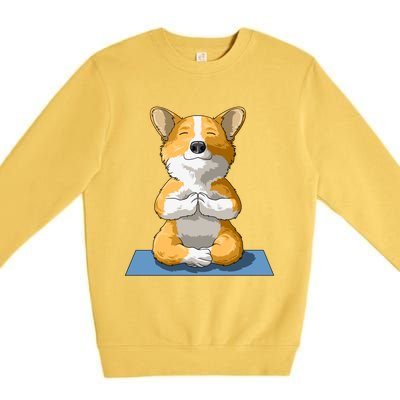 Corgi Yoga Pose Dog Pembroke Welsh Corgi Lovers Owners Gift Funny Gift Premium Crewneck Sweatshirt