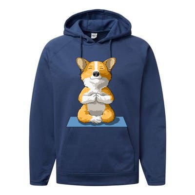 Corgi Yoga Pose Dog Pembroke Welsh Corgi Lovers Owners Gift Funny Gift Performance Fleece Hoodie