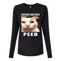 Consider Your Pants Peed Silly Cat Meme Womens Cotton Relaxed Long Sleeve T-Shirt