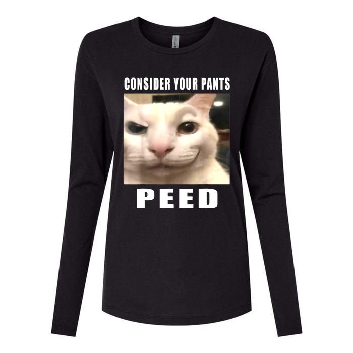 Consider Your Pants Peed Silly Cat Meme Womens Cotton Relaxed Long Sleeve T-Shirt