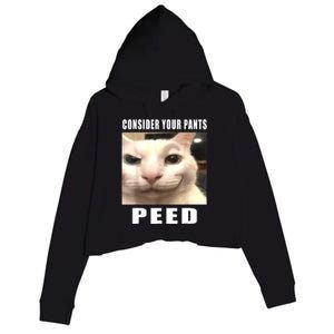 Consider Your Pants Peed Silly Cat Meme Crop Fleece Hoodie