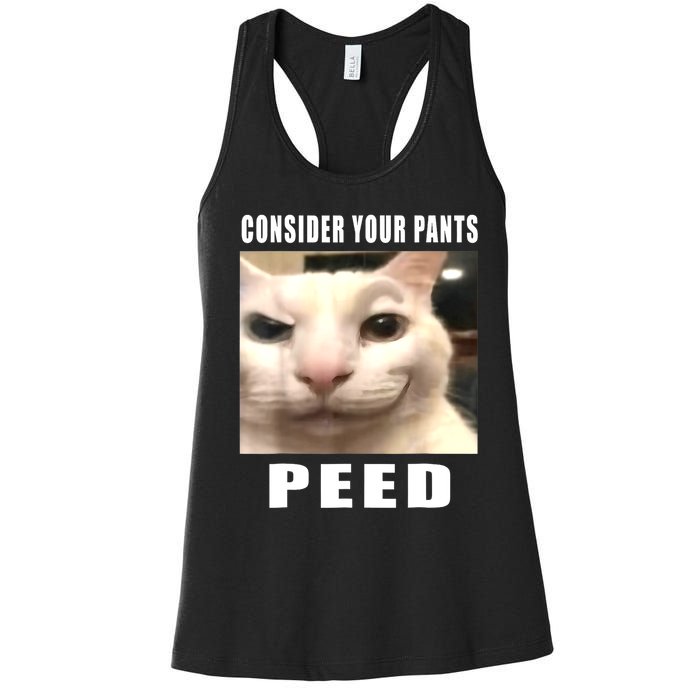 Consider Your Pants Peed Silly Cat Meme Women's Racerback Tank